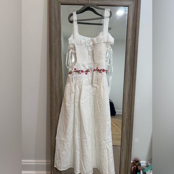 For Love & Lemons Jolene Embroidered Midi Dress Size XSXS / White - Picture 5 of 6